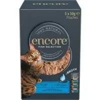 Kundfavorit Ekonomipack Encore Cat Pouch i buljong 20 x 50 g – Fisk selection (3 sorter)