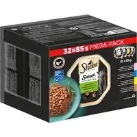 Kundfavorit Multipack Sheba Varieties i portionsform 32 x 85 g – Sauce Lover (lax, tonfisk, kyckling, anka)