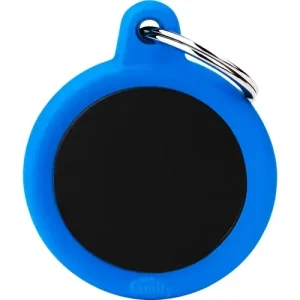 Kundfavorit MyFamily ID-bricka hush, cirkel svart, gummi blå