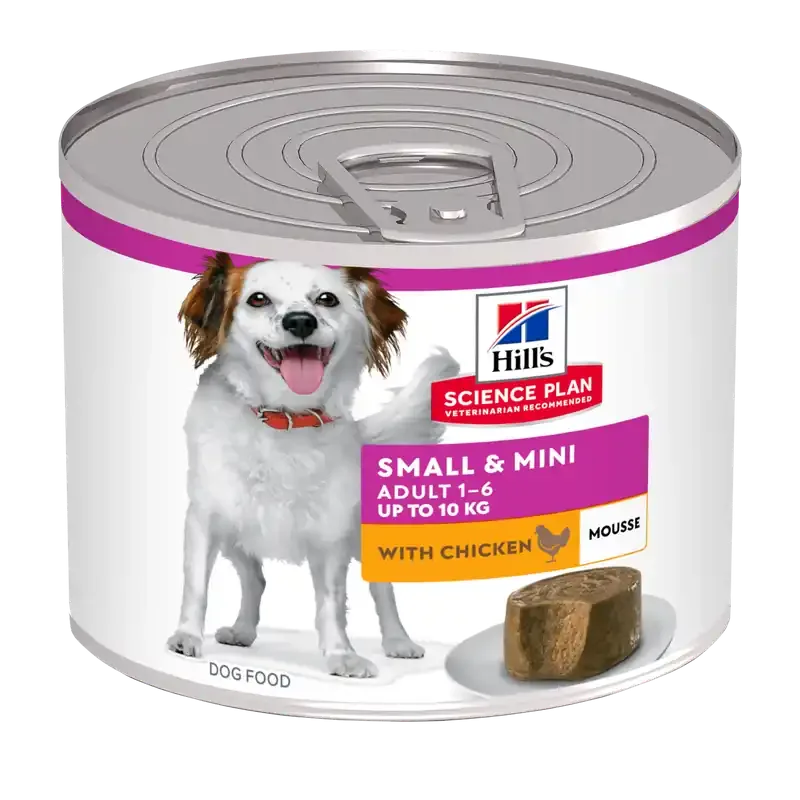 Kundfavorit Small & Mini Adult Mousse Hundfoder med Kyckling – 12 x 200 g