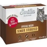 Lägg i varukorgen Smilla Pouch Senior Sterilised Chunks in Sauce med grönsaker – Nötkött och morötter (12 x 85 g)