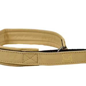Lågt pris Läderhalsband halvstryp, 20cm, Beige