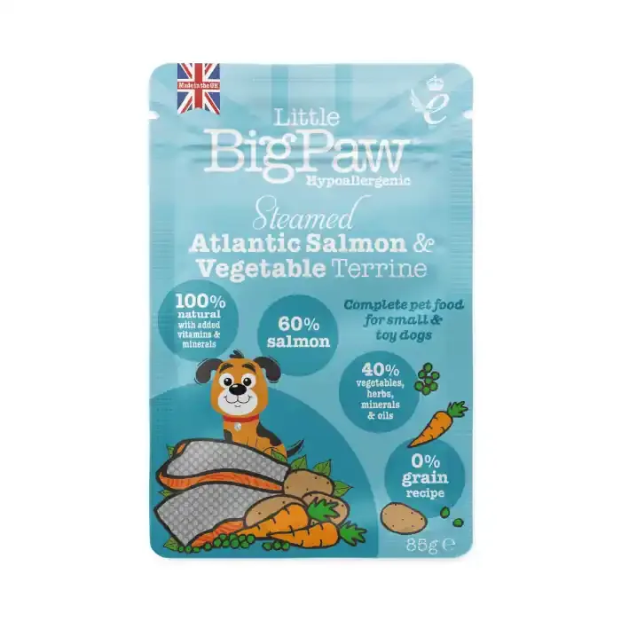 Little BigPaw Steamed Atlantic Salmon & Vegetables 12x85g Kampanjpris