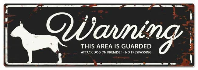 Metallskylt ”Warning” Bullterrier Svart M