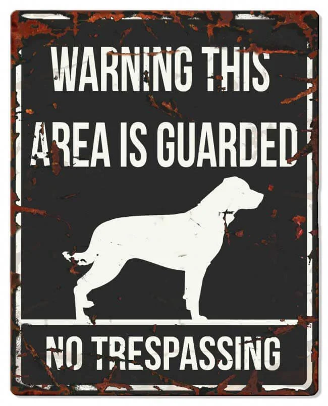 Metallskylt ”Warning” Rottweiler Svart L