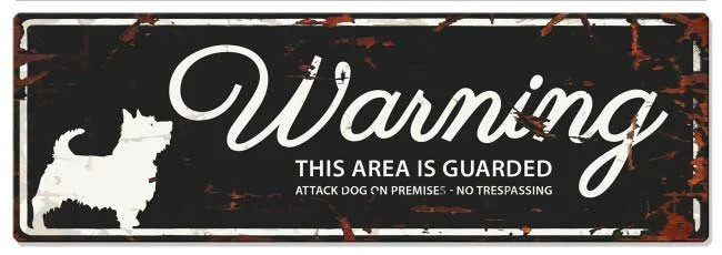 Metallskylt ”Warning” Terrier Svart M