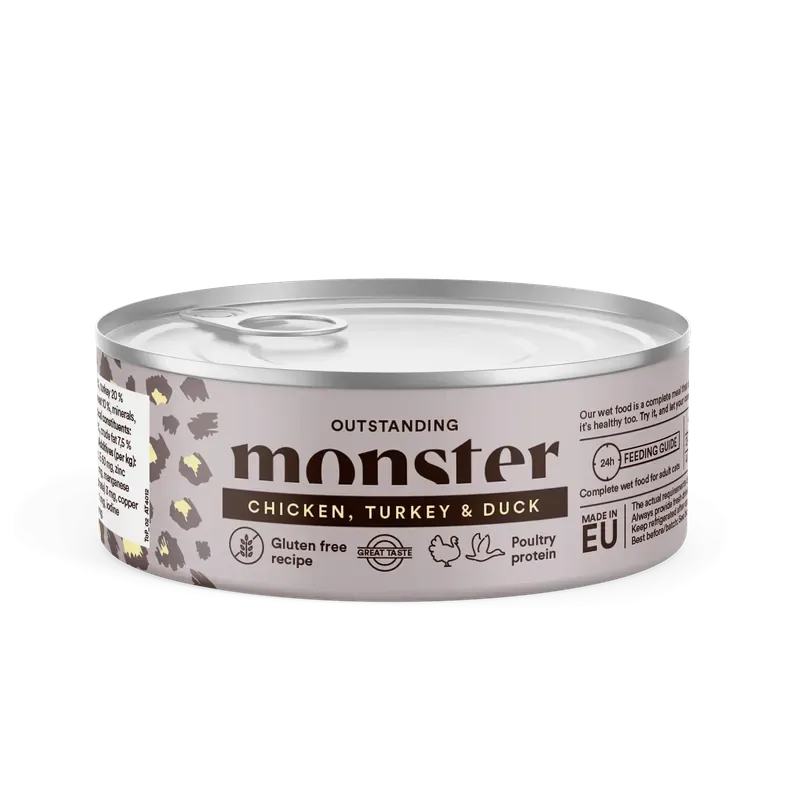 Monster Cat Adult Multi Protein Chicken-Turkey-Duck 12 x 100 g för katter prisnedsättning