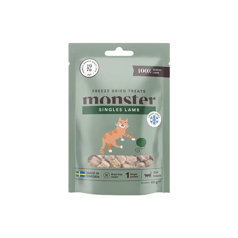 Monster Cat Freeze Dried Treats Singles Lamb 45 g för katter Lågt pris