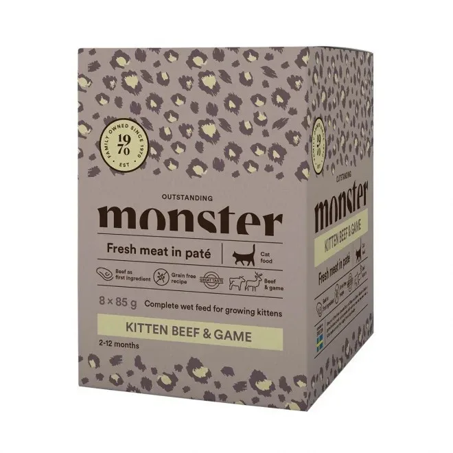 Monster Cat Pouches kitten Beef/ Game 85 g 8-pack