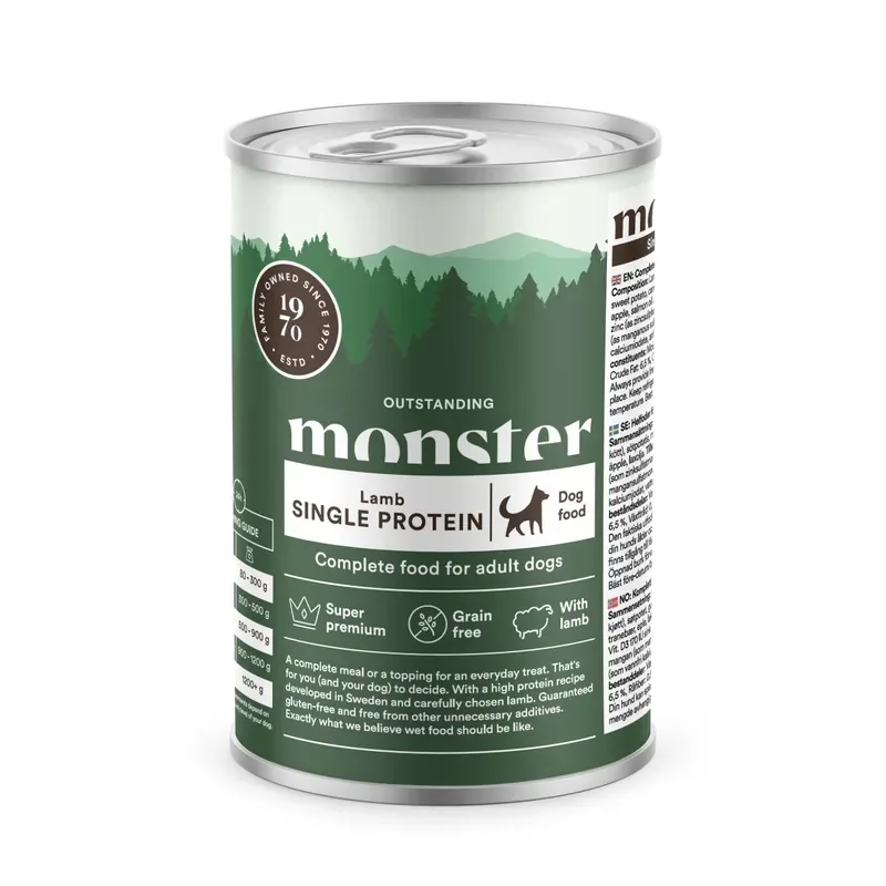 Monster Dog Adult Single Protein Lamb Burk 400g Billig