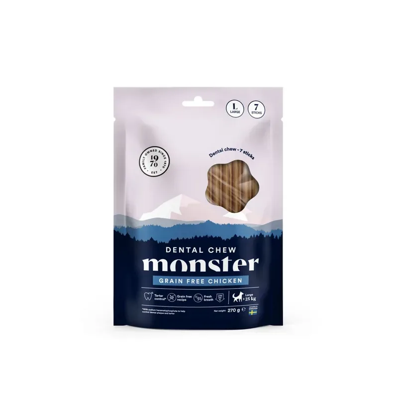Monster Dog Dental Chew Grain Free Chicken Large Week 7 st 270 g Expressleverans