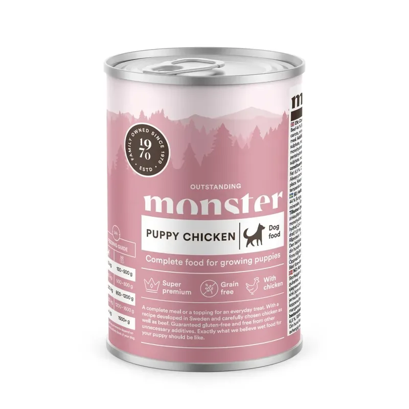 Monster Dog Puppy Chicken Burk 400g Snabb frakt