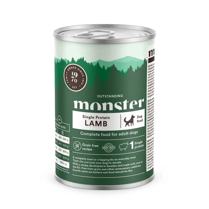 Monster Hund Adult Single Lamb Burk 400 g