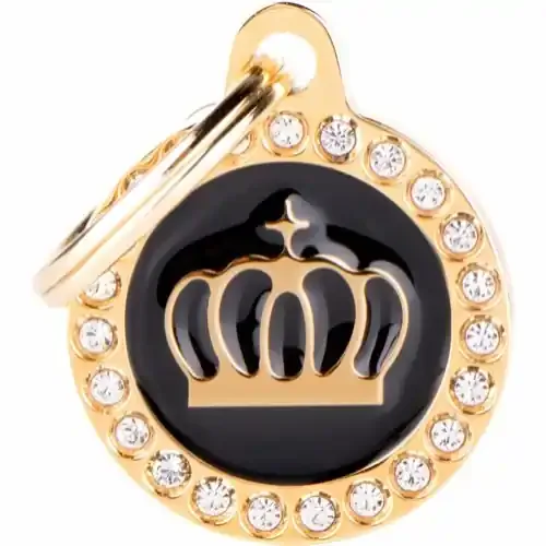 MyFamily ID-bricka glam, cirkel, svart/guld Expressleverans