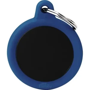 MyFamily ID-bricka hush, cirkel svart, gummi mörkblå Rea