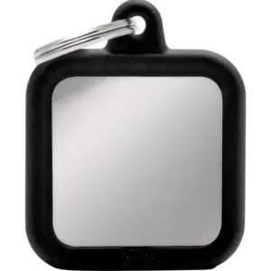 MyFamily ID-bricka hush, fyrkant krom, gummi svart Outlet