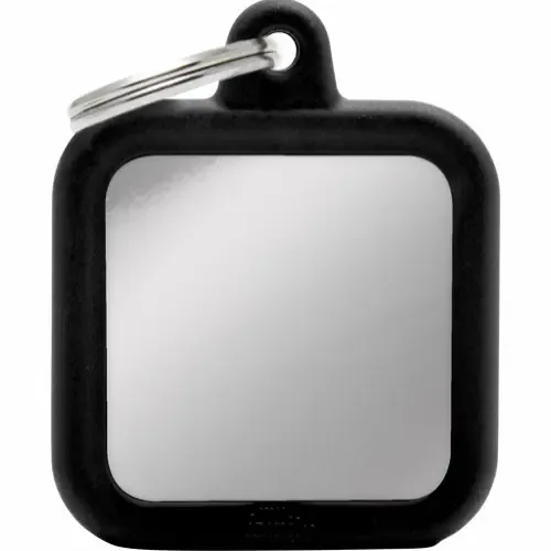 MyFamily ID-bricka hush, fyrkant krom, gummi svart Outlet