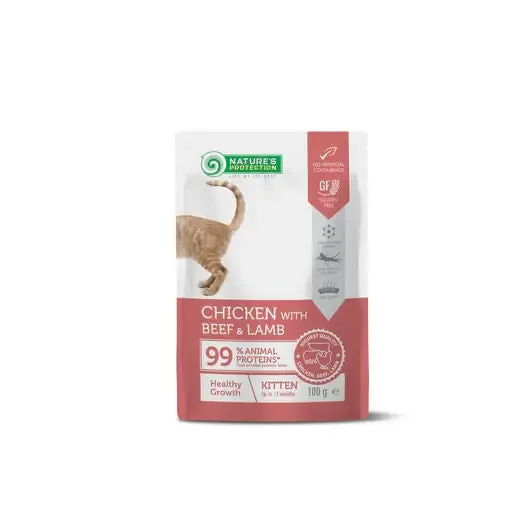 Nature‘s Protection Kitten kyckling, nöt & lamm 100 g för katter Trygg betalning