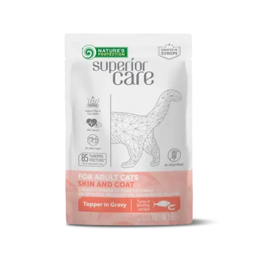 Nature‘s Protection Superior Care Skin & Coat tonfisk & räkor topper för katter 70 g Nyhet