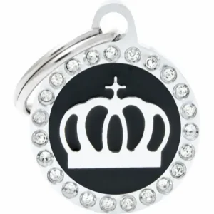 Nedsatt pris MyFamily ID-bricka glam, cirkel med krona, svart