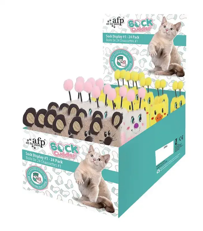 Outlet ALL FOR PAWS Kattleksak Sock Display No1