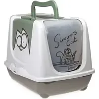 Outlet Simon‘s Cat kattlåda med tak – Grå/grön/vit