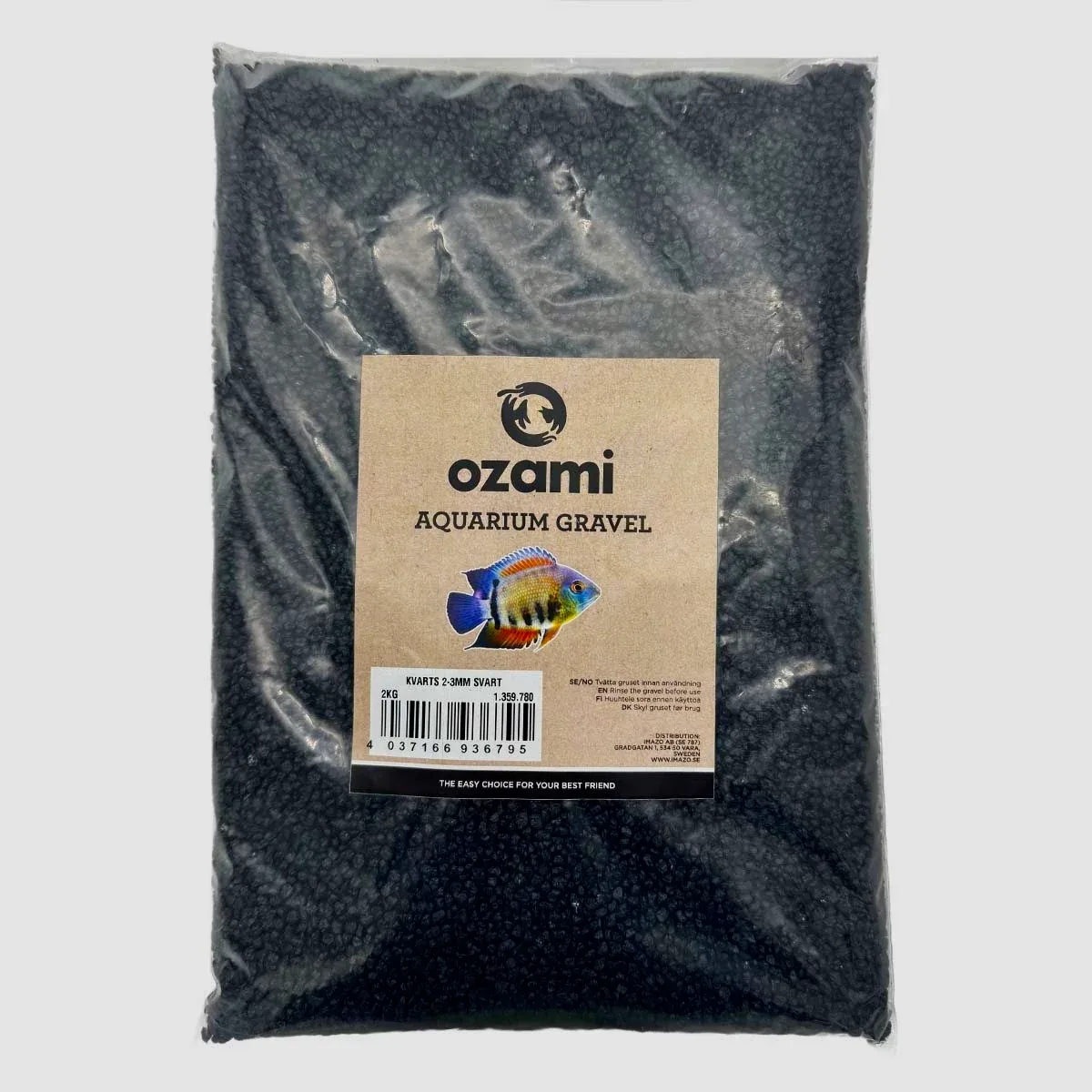 Ozami Akvariegrus Kvarts – Svart 2–3 mm (2 kg)