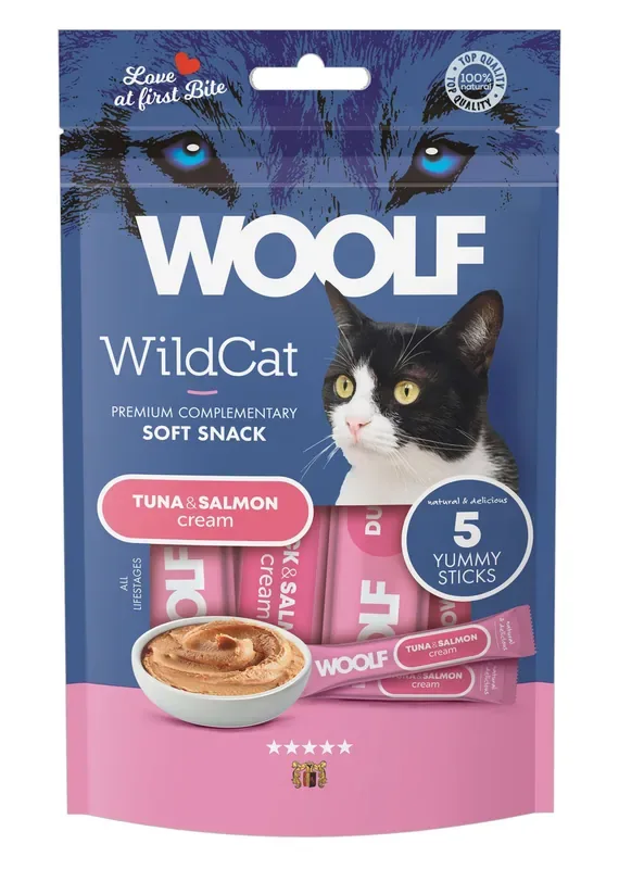 Populär Creamy Snack Tonfisk & Lax Kattgodis – 5 x 14 g