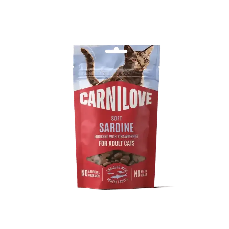Populärt val Carnilove Cat Soft Snack Sardine enriched with Strawberry – 50 g