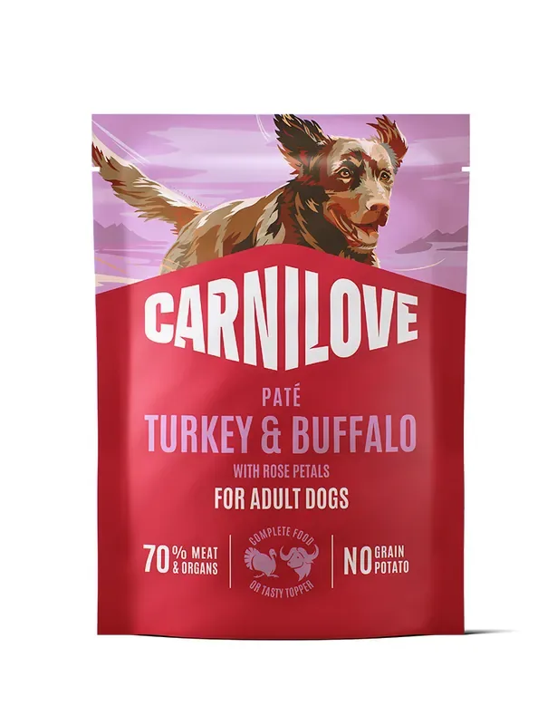 Pouch Paté Turkey & Buffalo with Rose Petals Våtfoder till Hund – 12 x 300 g Erbjudandepris