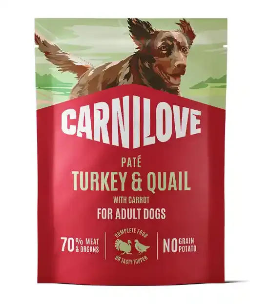 Pouch Paté Turkey & Turkey & Quial with Yellow Carrot Våtfoder till Hund – 12 x 300 g Billig