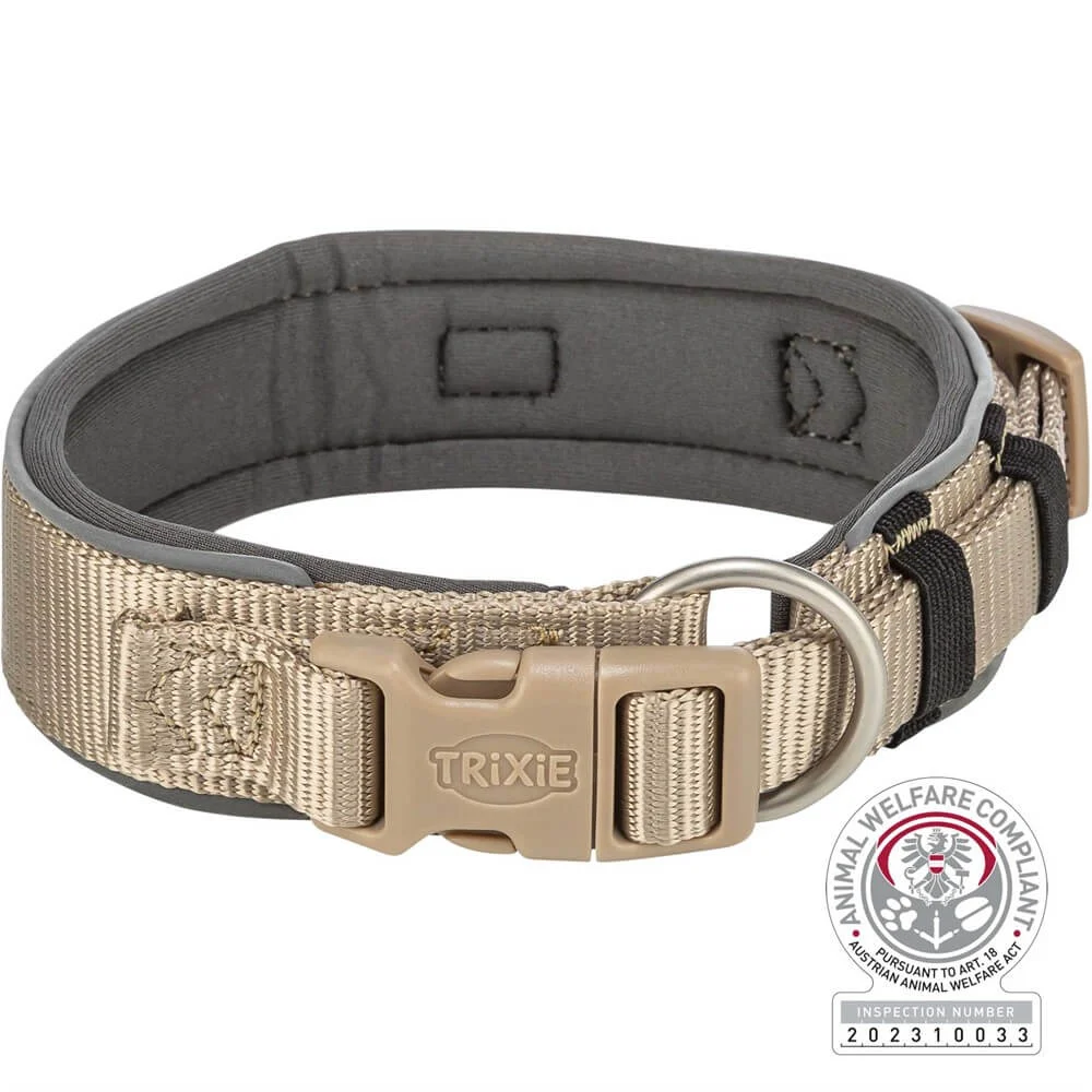 Prem. Halsband X-Bred M-L: 40-48cm/40mm Sand