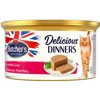 Premium Butcher‘s Delicious Dinners Cat 24 x 85 g – Nötkött & lever