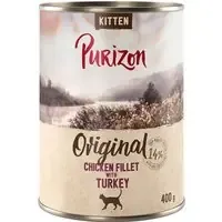 Premium Ekonomipack Purizon Original 24 x 400 g – spannmålsfritt – Kitten Kycklingfilé med kalkon