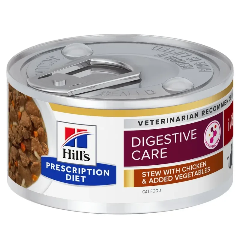 Premium Hill‘s Prescription Diet i/d Digestive Care med Kyckling och Grönsaker för katter 24 x 82 g