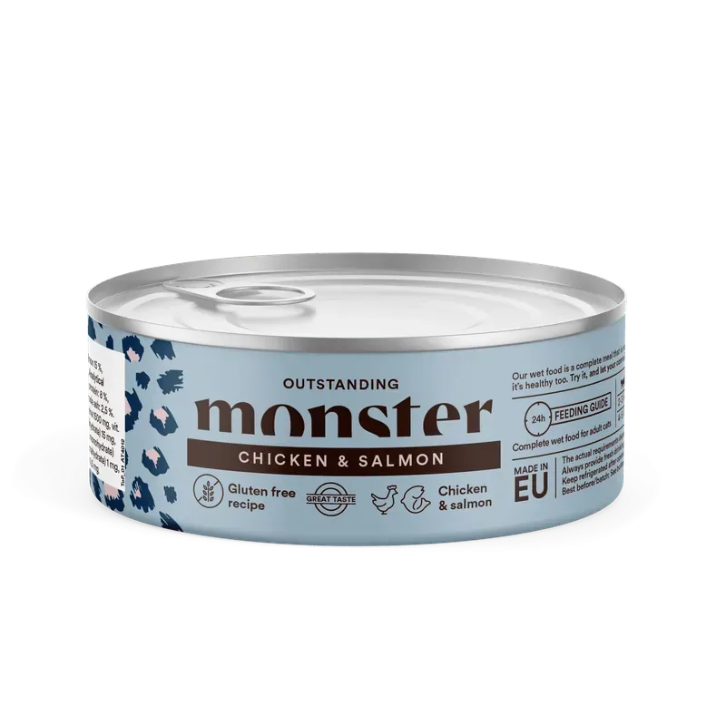 Premium Monster Cat Adult Multi Protein Chicken-Salmon 12 x 100 g för katter