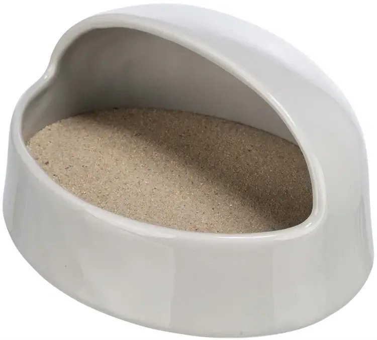Premium Trixie Sandbad i Keramik För Degu & Hamster – 20x10x16 cm / Grå