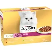 prisnedsättning Gourmet Gold Duo Delice 12 x 85 g – Luxury Mix nötkött och kyckling 12 x 85 g