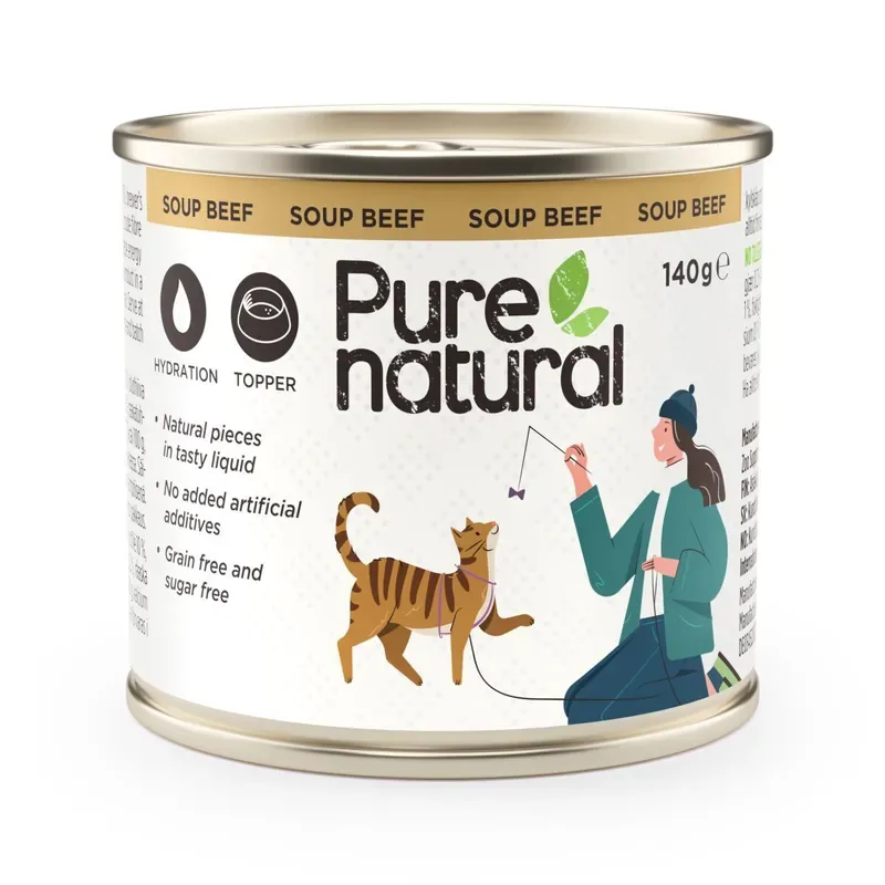 Purenatural Cat Soup Beef 140 g Erbjudandepris