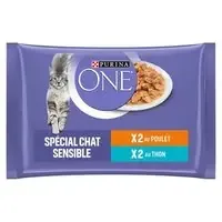 PURINA ONE 4 x 85 g – Sensitive Kyckling och Tonfisk prisnedsättning