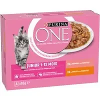 PURINA ONE Junior 8 x 85 g Kyckling + Lax – Kyckling + Lax Lågt pris