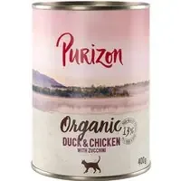 Purizon Organic ekologiskt 6 x 400 g – Ekologisk anka & ekologisk kyckling med ekologisk zucchini Premium