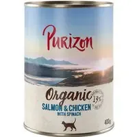 Purizon Organic ekologiskt 6 x 400 g – Ekologisk lax & ekologisk kyckling med ekologisk spenat Utförsäljning