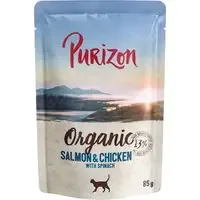Purizon Organic ekologiskt 6 x 85 g – Ekologisk lax & ekologisk kyckling med ekologisk spenat Nyhet