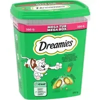 Rabatt Dreamies kattsnacks Mega Box – Ekonomipack Kattmynta 2 x 350 g