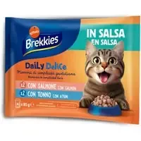 Rabatt Ekonomipack Brekkies Daily Delice 24 x 85 g – Lax + Tonfisk i sås
