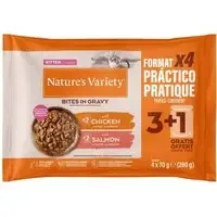 Rabatt Ekonomipack Nature‘s Variety Kitten Bites i sås mixpack 44 x 70 g – Kyckling + Lax