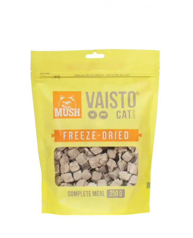 Rabatt MUSH Vaisto Cat gul frystorkad (kyckling-nöt) 250 g för katter