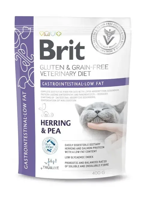 Säker betalning Brit Gastrointestinal-Low Fat Sill & Ärt 400 g för katter