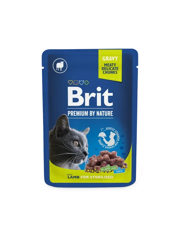 Säker betalning Brit Premium Chunks with Lamb in Gravy for Sterilised Cats Katt 100 g PROVFÖRPACKNING